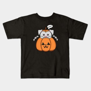 Happy Halloween Cute dog, Kawaii black dog with pumpkin Kids T-Shirt